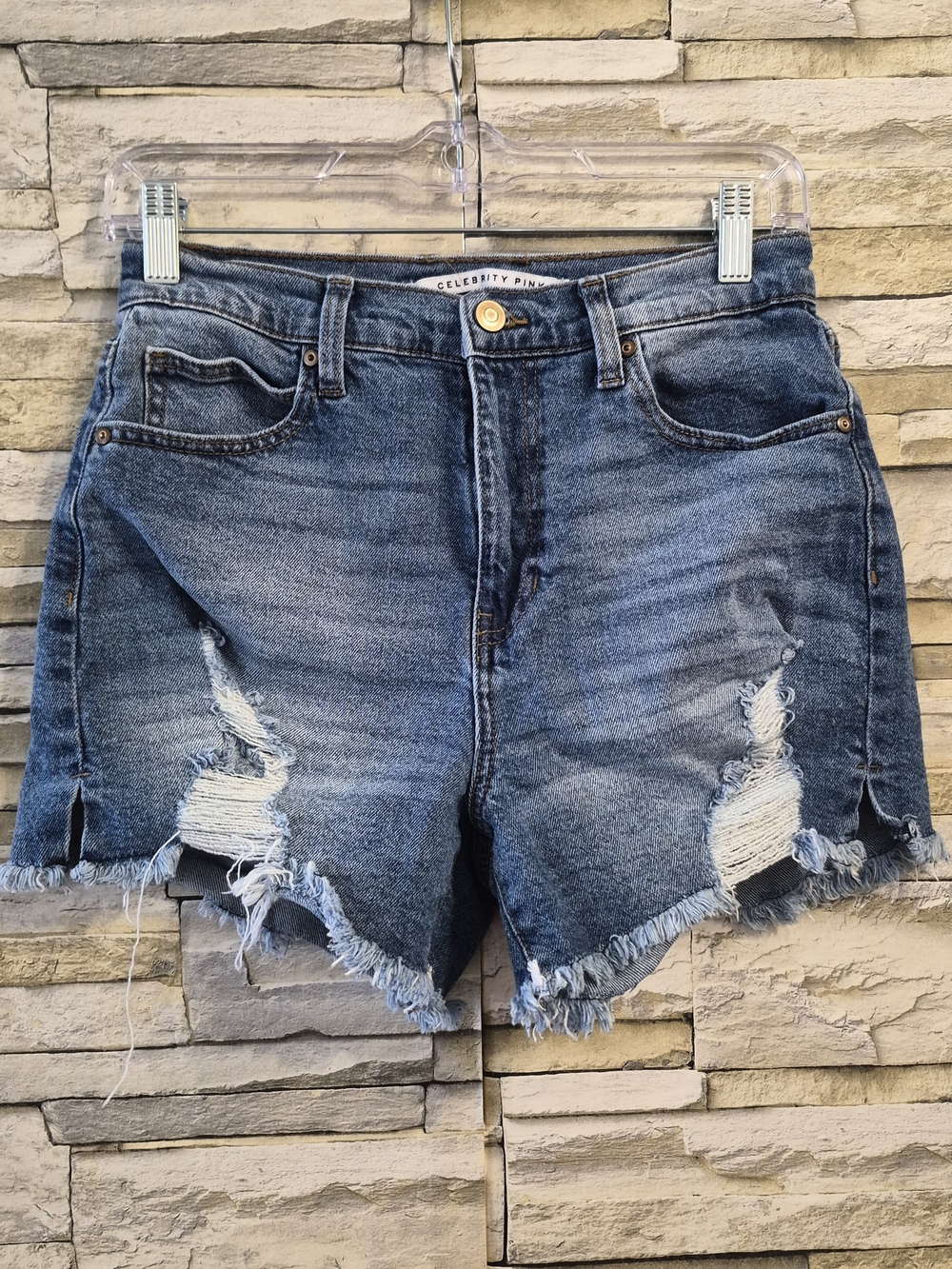 ​Celebrity Pink High Rise Distressed Denim Shorts - Size 5/27 - Frayed Hem
